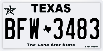 TX license plate BFW3483