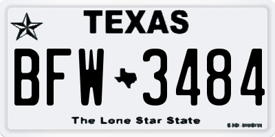 TX license plate BFW3484