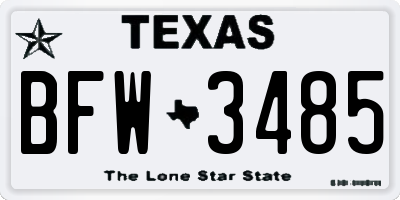 TX license plate BFW3485