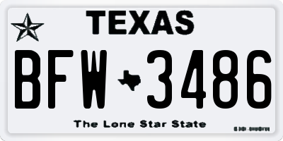 TX license plate BFW3486