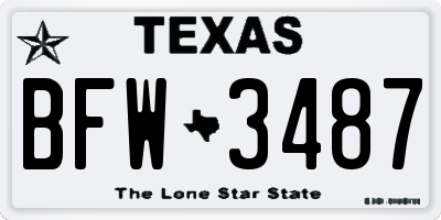 TX license plate BFW3487