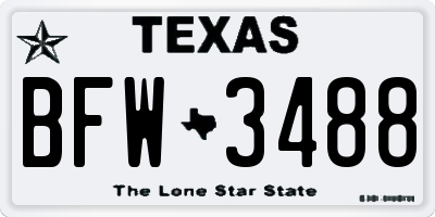 TX license plate BFW3488