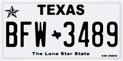 TX license plate BFW3489