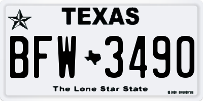 TX license plate BFW3490