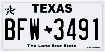 TX license plate BFW3491