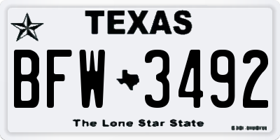 TX license plate BFW3492