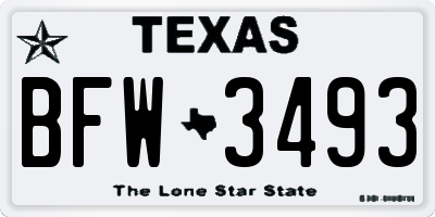 TX license plate BFW3493