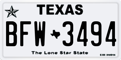 TX license plate BFW3494