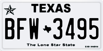TX license plate BFW3495