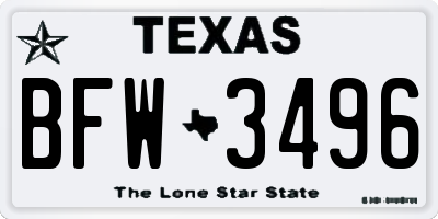 TX license plate BFW3496