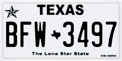 TX license plate BFW3497
