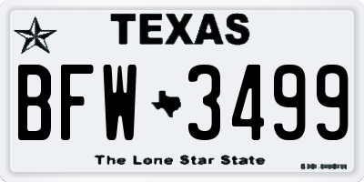 TX license plate BFW3499