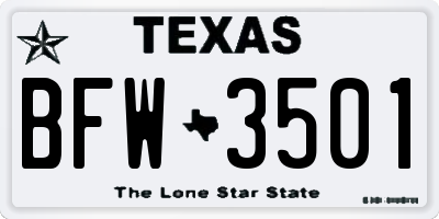 TX license plate BFW3501