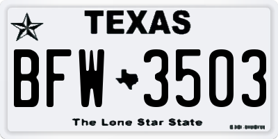 TX license plate BFW3503