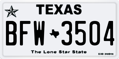 TX license plate BFW3504