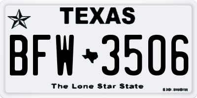 TX license plate BFW3506