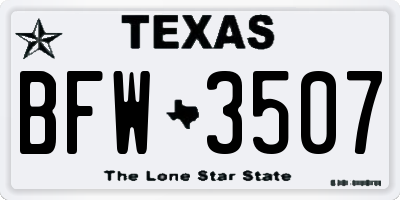 TX license plate BFW3507