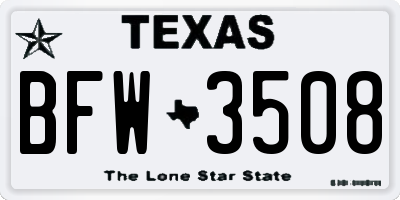 TX license plate BFW3508
