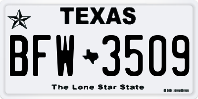 TX license plate BFW3509