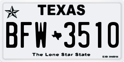 TX license plate BFW3510