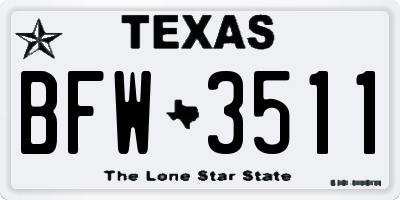 TX license plate BFW3511