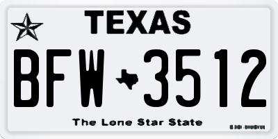 TX license plate BFW3512