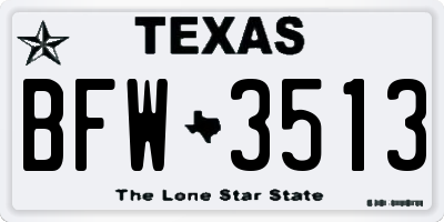 TX license plate BFW3513