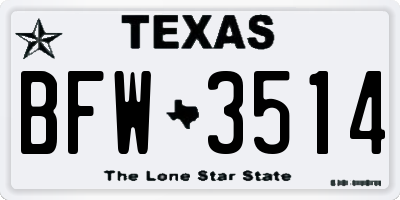 TX license plate BFW3514