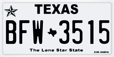TX license plate BFW3515