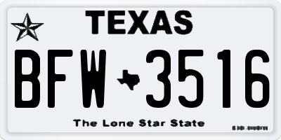 TX license plate BFW3516