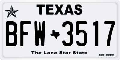 TX license plate BFW3517