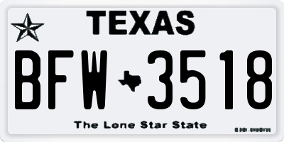 TX license plate BFW3518