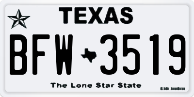 TX license plate BFW3519