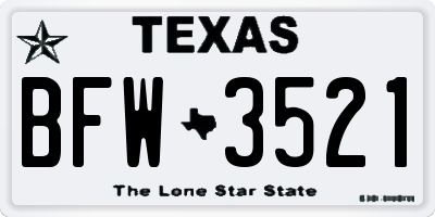 TX license plate BFW3521