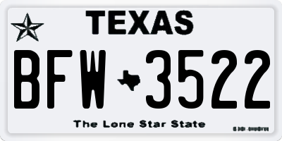 TX license plate BFW3522