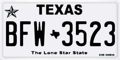TX license plate BFW3523