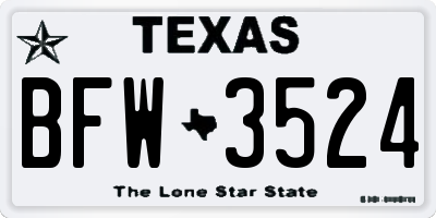 TX license plate BFW3524