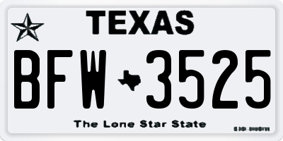 TX license plate BFW3525
