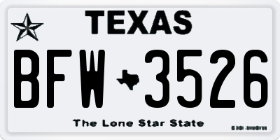 TX license plate BFW3526