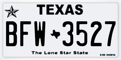 TX license plate BFW3527