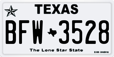 TX license plate BFW3528