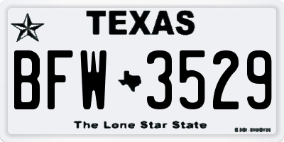 TX license plate BFW3529