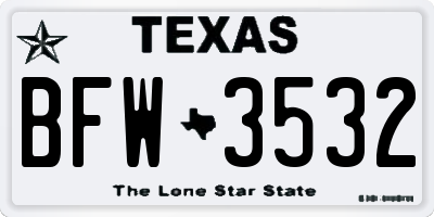 TX license plate BFW3532