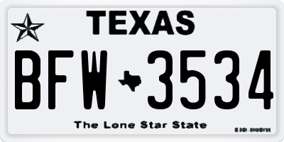 TX license plate BFW3534