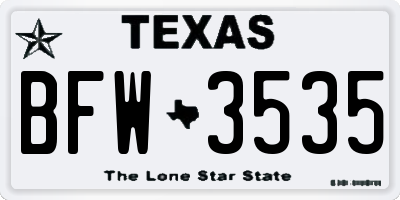 TX license plate BFW3535