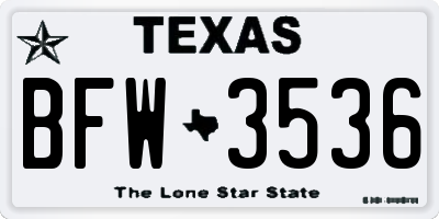 TX license plate BFW3536