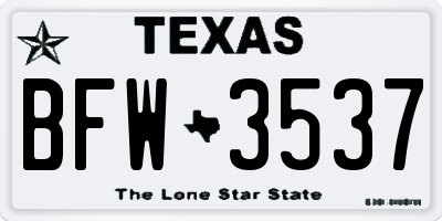TX license plate BFW3537