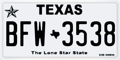 TX license plate BFW3538