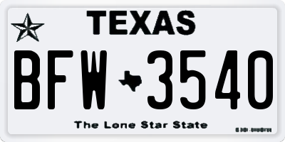 TX license plate BFW3540