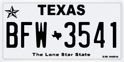 TX license plate BFW3541